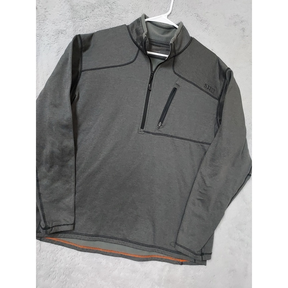 5.11 Tactical Jacket Mens Large Quarter Zip Fleece Pullover Gray Workwear Pocket